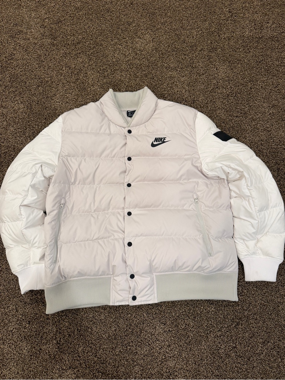 Nike Men's White Puffer Bomber Jacket